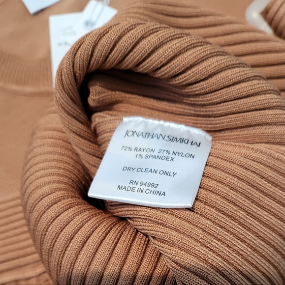 Jonathan Simkhai Mandy Cold Shoulder Sweater in Camel Small NWT - Picture 9 of 9